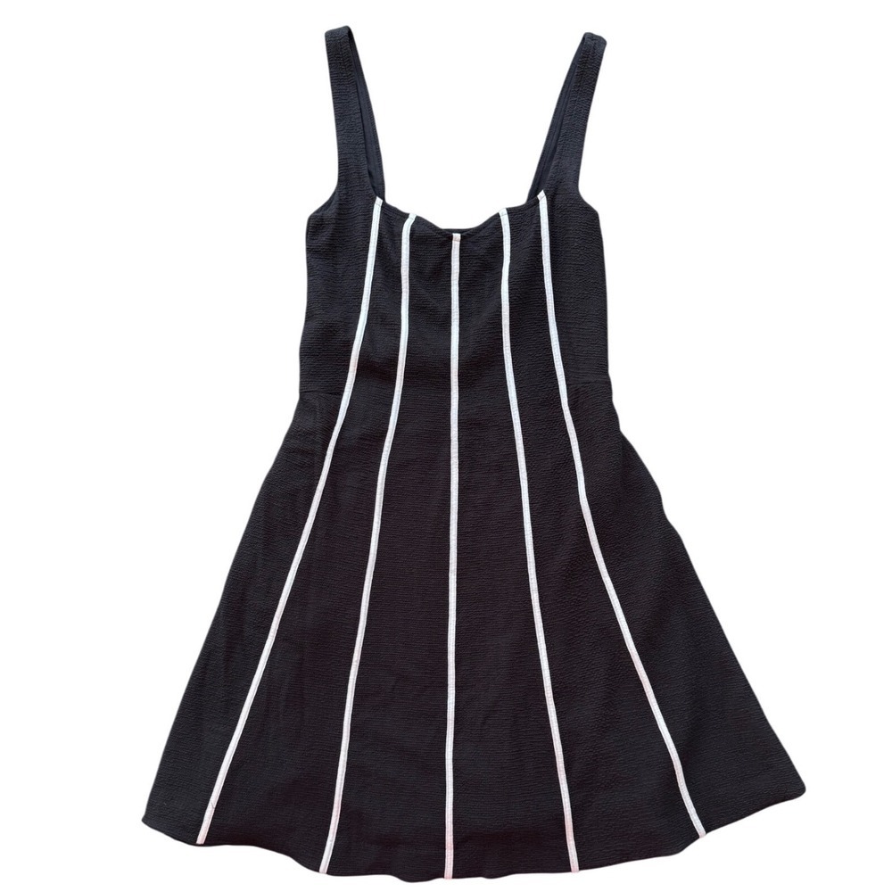 NWT Maeve Sweetheart Mini Dress, Black with White Piping, Size 8